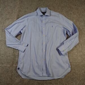 Polo Ralph Lauren Shirt Mens 16 Button Front Plaid Checked Classic Fit Easy Care